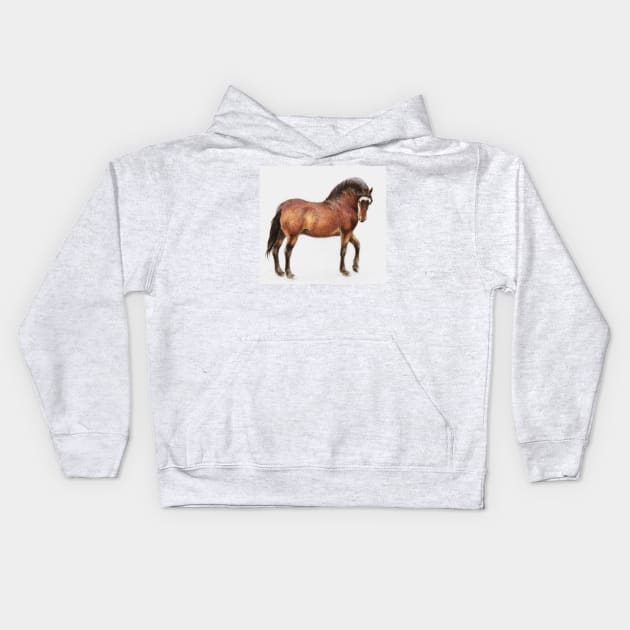 Welsh stallion in colored pencil Kids Hoodie by KJL90